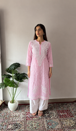 Women's Lucknowi Handcrafted Cotton Chikankari Kurti- HONC0392398