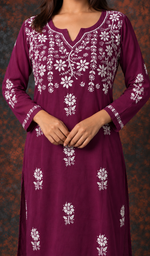 Women's Lucknowi Handcrafted Cotton Chikankari Kurti- HONC01603820