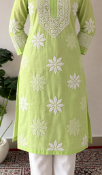 Aafia Women's Lucknowi Handcrafted Cotton Chikankari Kurti - HONC0162964