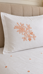 Lakhnavi Handcrafted Cotton Chikankari Bedsheet Set - HONC0379442