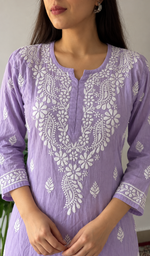 Women's Lucknowi Handcrafted Modal Cotton Chikankari Dress - HONC0231001