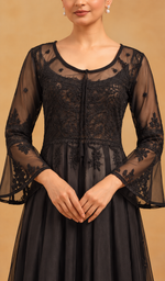 Aadab Women's Lucknowi Handcrafted Faux-Georgette Chikankari Anarkali Dress - HONC038952