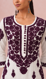 Women's Lucknowi Handcrafted Mul Cotton Chikankari Kurti- HONC0339913
