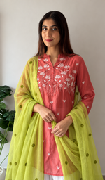 Women's Lucknowi Handcrafted Cotton Chikankari Dupatta - HONC0306248