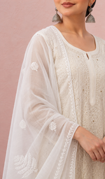 Women's Lucknowi Handcrafted Kota Cotton Chikankari Dupatta - HONC0386482