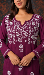 Women's Lucknowi Handcrafted Cotton Chikankari Kurti- HONC01603820