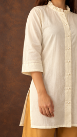 Women's Lakhnavi Handcrafted Cotton Chikankari Top And Palazzo Set - HONC01678