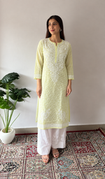 Women's Lucknowi Handcrafted Cotton Chikankari Kurti- HONC0392384