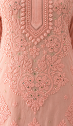 Women's Lakhnavi Handcrafted Viscose Georgette Chikankari Kurti - HONC0394234