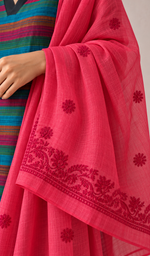 Women's Lucknowi Handcrafted Cotton Chikankari Dupatta - HONC03040080