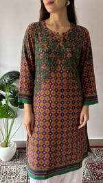 Multicolor Cotton Chikankari Stitched Kurti HONC065062