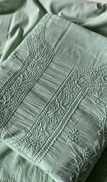 将图像加载到图库查看器中， Women's Lakhnavi Handcrafted Unstitched Cotton Chikankari Kurta Dupatta Set - HONC0362881