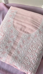 将图像加载到图库查看器中， Alina Women's Lakhnavi Handcrafted Cotton Unstitched Chikankari Suit Material - HONC0274642