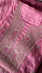 Load image into Gallery viewer, Women's Lakhnavi Handcrafted Tussar Silk Chikankari Kurta And Dupatta Set - HONC0331051