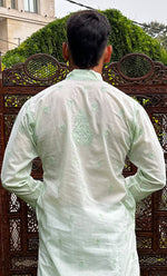 Load image into Gallery viewer, Men&#39;s Lucknowi Handcrafted Cotton Chikankari Kurta - HONC0315392
