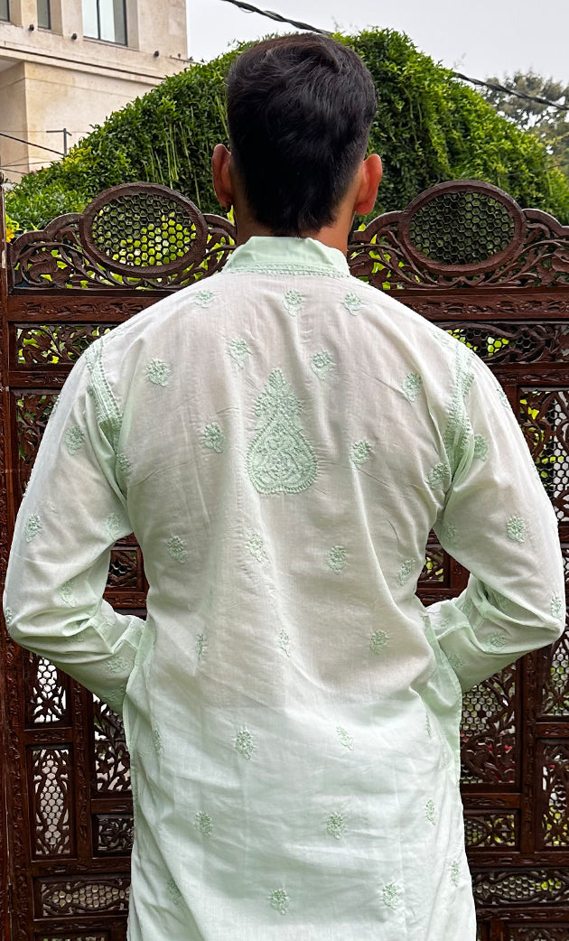 Men's Lucknowi Handcrafted Cotton Chikankari Kurta - HONC0315392