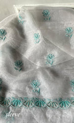 Load image into Gallery viewer, Mehnaj Women's Lakhnavi Handcrafted Pure Organza Chikankari Unstitched Kurta And Dupatta Set- HONC0228643