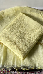 将图像加载到图库查看器中， Pure Mul Chanderi Chikankari 3 Pc Unstitched Suit Set