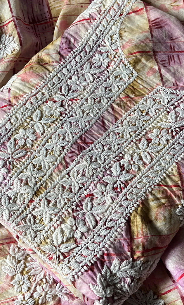 Women's Lakhnavi Handcrafted Cotton Chikankari Unstitched Kurta And Kurta Dupatta Set - HONC0312694