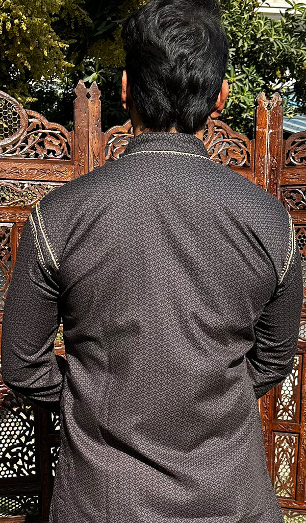 Men's Lucknowi Handcrafted Cotton Chikankari Kurta - HONC0327339