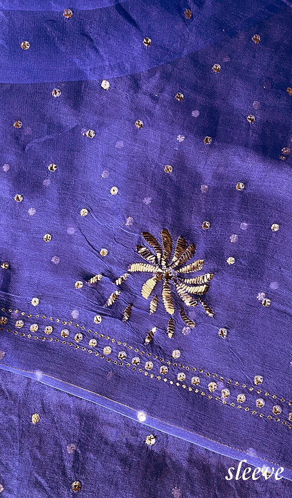 Marifa Women's Lakhnavi Handcrafted Pure Organza Chikankari Unstitched Kurta And Dupatta Set- HONC0255851