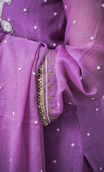 Load image into Gallery viewer, Women&#39;s Lakhnavi Handcrafted Mul Chanderi Chikankari Stitched Kurta, Dupatta And Pant Set - HONC03207270
