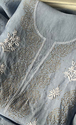 Load image into Gallery viewer, Afeera Women&#39;s Lakhnavi Handcrafted Pure Organza Chikankari Unstitched Kurta And Dupatta Set- HONC0302226
