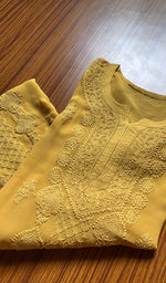 Load image into Gallery viewer, Umnaaz Women&#39;s Lakhnavi Handcrafted Viscose Georgette Chikankari Kurti- HONC0301078
