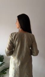 Load image into Gallery viewer, Women's Lucknowi Handcrafted Chanderi Silk Chikankari Kurti - HONC0354864