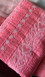Load image into Gallery viewer, Women&#39;s Lakhnavi Handcrafted Unstitched Cotton Chikankari Suit Material - HONC0289732
