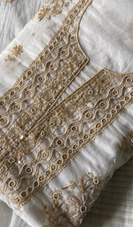 Load image into Gallery viewer, Women's Lakhnavi Handcrafted Mul Chanderi Unstitched Kurta And Dupatta Set - HONC0329227