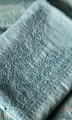 Load image into Gallery viewer, Women's Lakhnavi Handcrafted Mul Chanderi Unstitched Chikankari Full Suit Material - HONC0319534