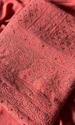 Load image into Gallery viewer, Women&#39;s Lakhnavi Handcrafted Viscose Georgette Chikankari Full Suit Material - HONC0271103

