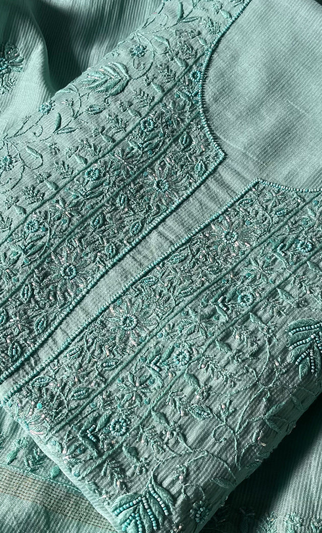 Women's Lakhnavi Handcrafted Maheshwari Mul Chanderi Kurta And Dupatta Set- HONC0266164