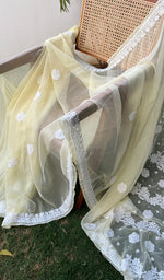 Load image into Gallery viewer, Women&#39;s Lakhnavi Handcrafted Faux-Georgette Chikankari Saree - HONC0228975
