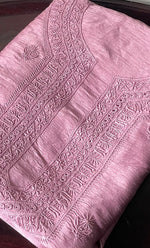 Load image into Gallery viewer, Lucknowi Handcrafted Raw Silk Chikankari Unstitched Men&#39;s Kurta Fabric - HONC0288527
