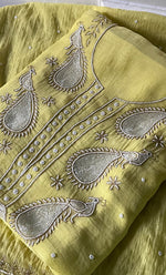 Load image into Gallery viewer, Mor Women's Lakhnavi Handcrafted Mul Chanderi Unstitched Chikankari Full Suit Material - HONC0330320