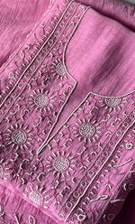 将图像加载到图库查看器中， Women&#39;s Lakhnavi Handcrafted Mul Chanderi Chikankari Full Suit Material - HONC0278004
