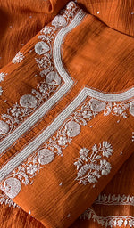Load image into Gallery viewer, Women&#39;s Lakhnavi Handcrafted Maheshwari Mul Chanderi Kurta And Dupatta Set- HONC0282263
