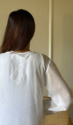 Load image into Gallery viewer, Women&#39;s Lakhnavi Handcrafted Viscose Georgette Chikankari Kurti - HONC0115981
