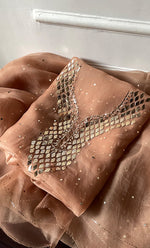 将图像加载到图库查看器中， Alfia Women&#39;s Lakhnavi Handcrafted Pure Organza Chikankari Unstitched Kurta And Dupatta Set- HONC0328068
