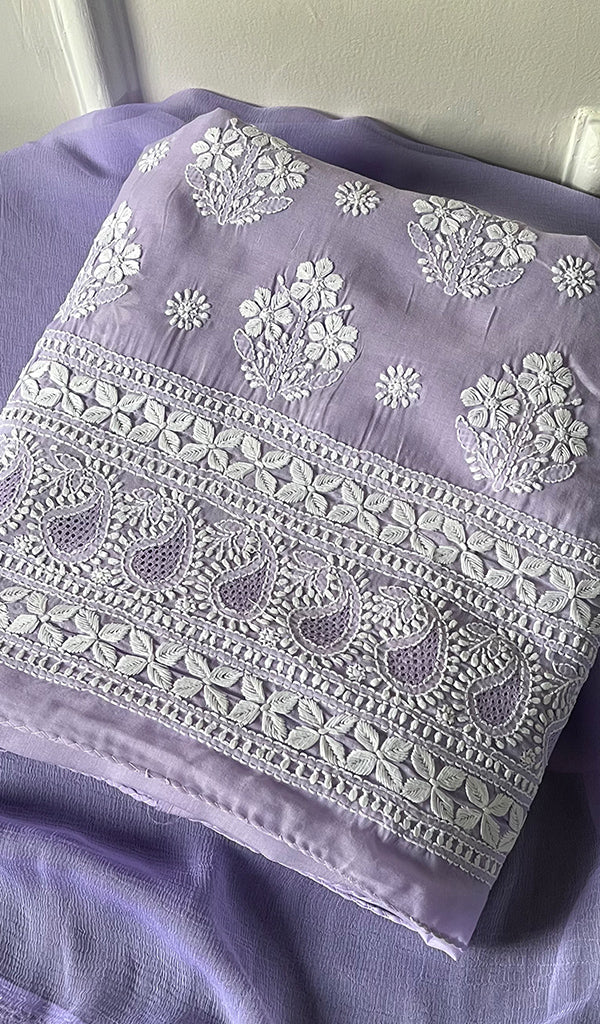 Women's Lakhnavi Handcrafted Cotton Chikankari Suit Material - HONC0274445