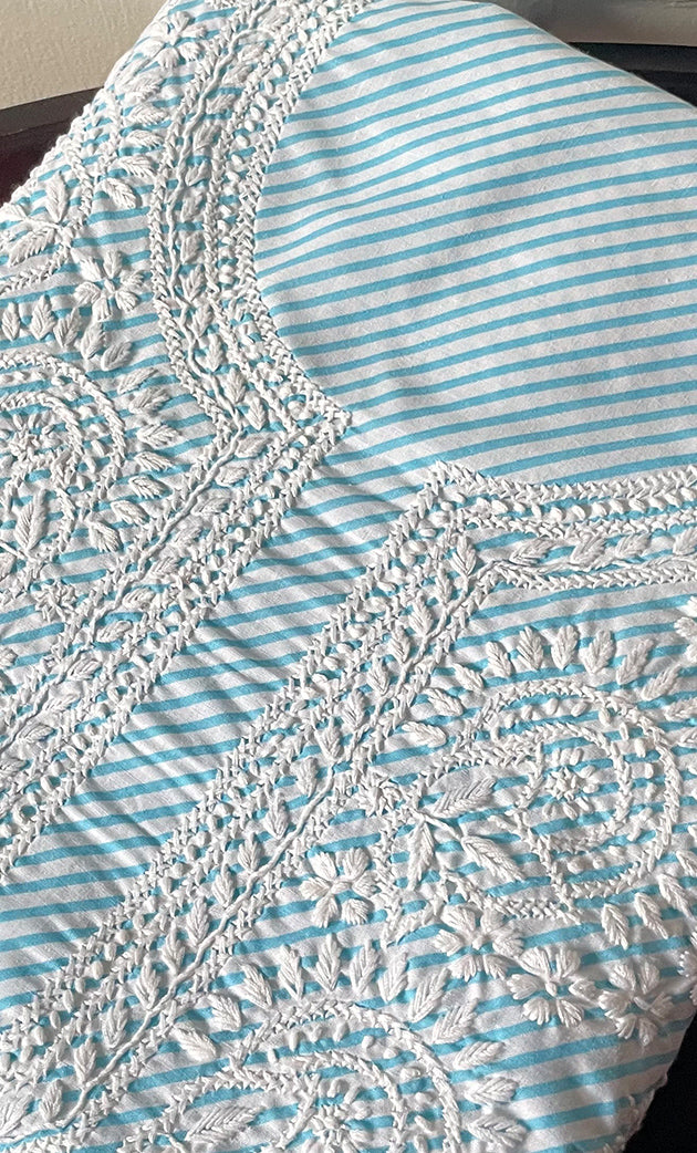 Women's Lakhnavi Handcrafted Cotton Chikankari Unstitched Kurti Fabric - HONC0326388