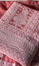 Load image into Gallery viewer, Women's Lucknowi Handcrafted Faux-Georgette Unstitched Chikankari Suit Material - HONC0348764