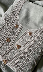 将图像加载到图库查看器中， Mehr Women&#39;s Lakhnavi Handcrafted Maheshwari Mul Chanderi Unstitched Kurta And Dupatta Set- HONC0286684
