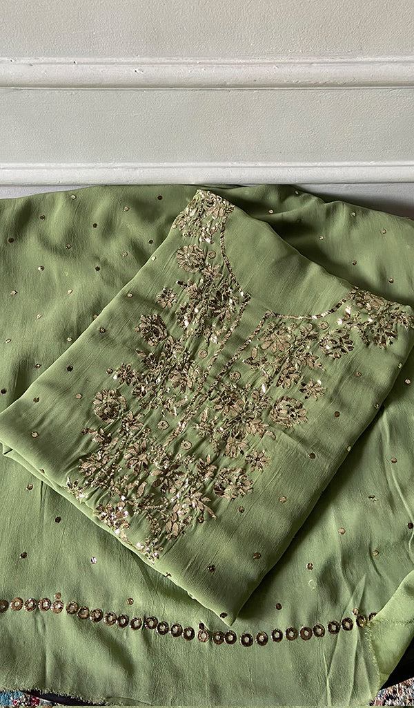 Viscose Georgette Unstitched Chikankari Suit