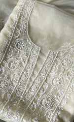 Load image into Gallery viewer, Women&#39;s Lakhnavi Handcrafted Organza Chikankari Unstitched Full Suit Material - HONC0284611
