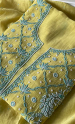 Load image into Gallery viewer, Women&#39;s Lakhnavi Handcrafted Unstitched Mul Chanderi Kurta And Dupatta Set - HONC0295586
