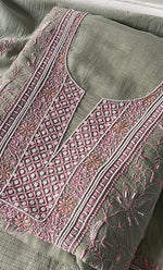 将图像加载到图库查看器中， Mehr Women&#39;s Lakhnavi Handcrafted Maheshwari Mul Chanderi Unstitched Kurta And Dupatta Set - HONC0294446
