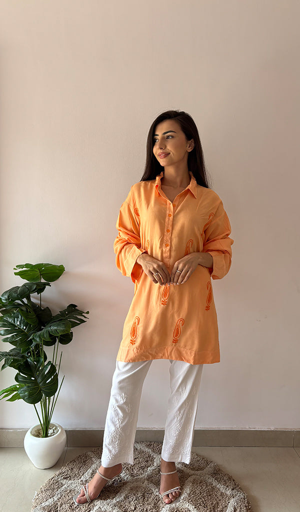 Women's Lakhnavi Handcrafted Cotton Chikankari Top - HONC0325794